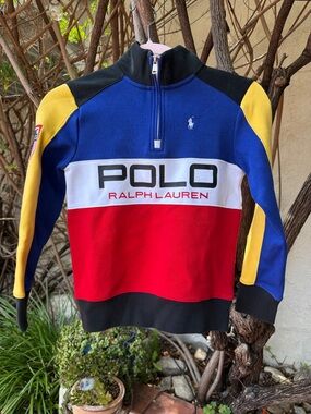 Polo by Ralph Lauren Men's Colorblock Half-Zip Sweater - Blue/Red/Yellow